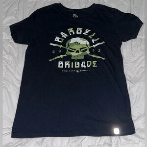Barbell Brigade T-Shirt Camo Skull Logo Short Sleeve Mens Size Medium Black Rare